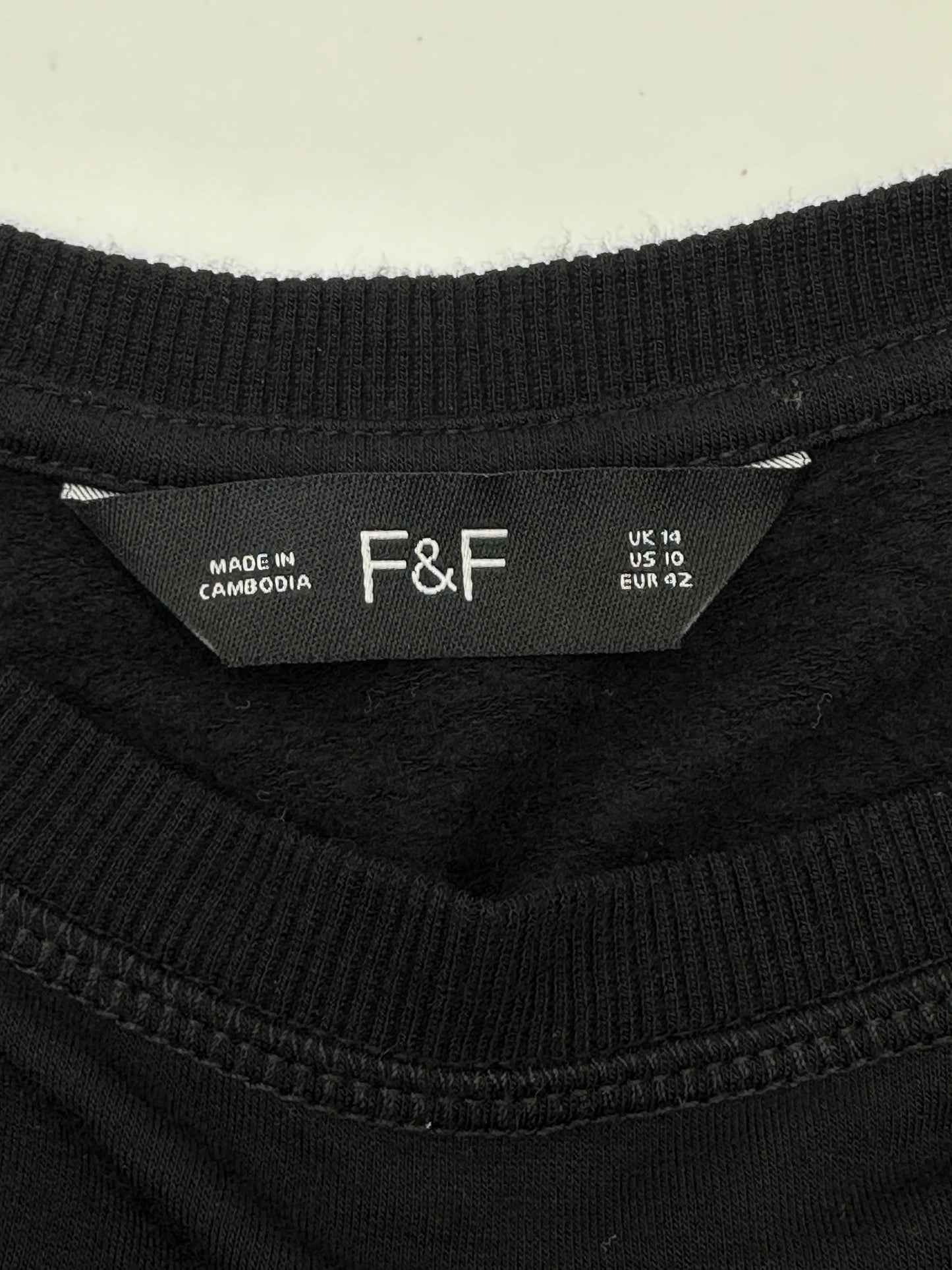 F&F Size 10 Black Long Sleeved Crew NeckTop