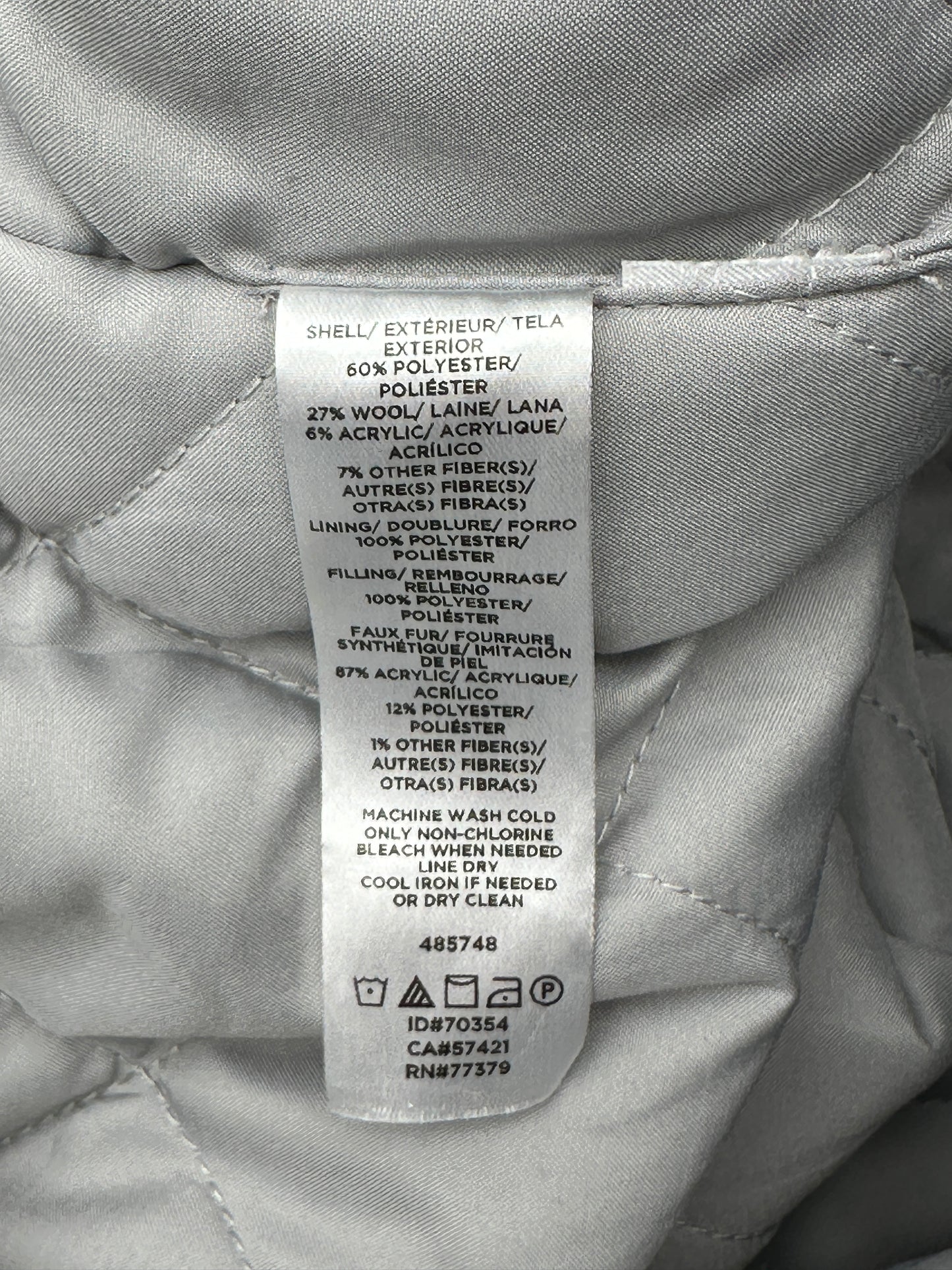 Ann Taylor Size L Light Gray Faux Fur Hooded Coat