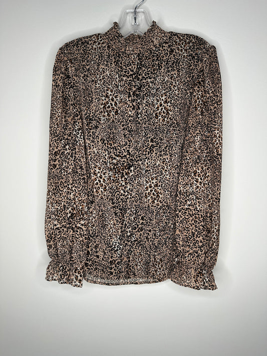 1. STATE Size S Tan wth Black Animal Print 3/4 Bracelet Sleeve Blouse