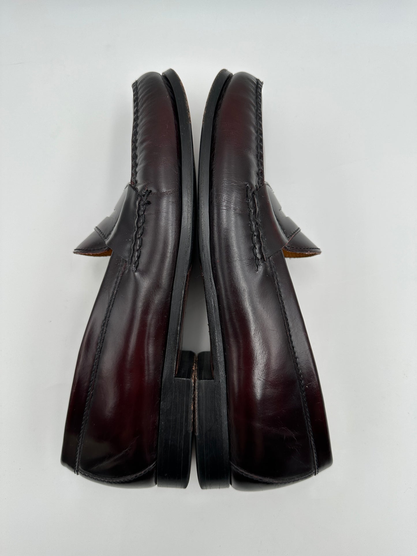 Cole Haan Size 11.5M Burgundy Brown Leather Penny Loafers Nike Air Comfort Shoes