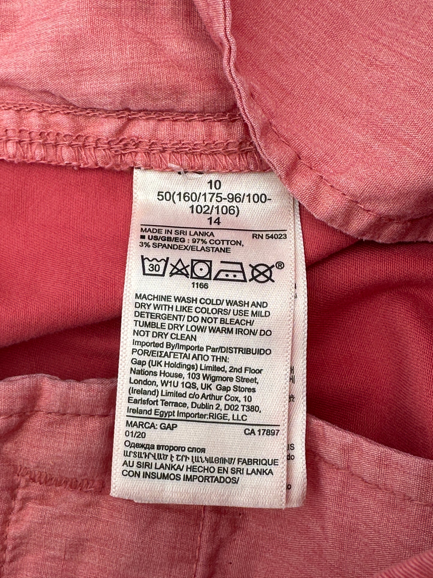 Gap Size 10 Salmon Straight Khaki Pants