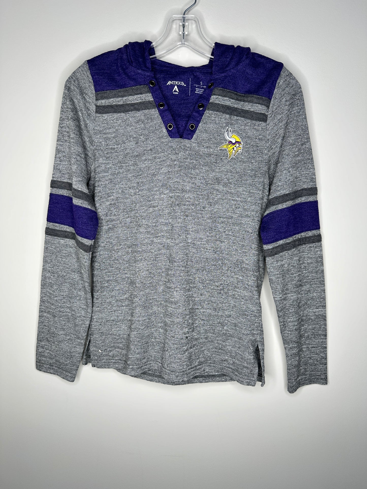 Antigua Women's Size S Gray with Purple Minnesota Vikings Pullover Hoodie Hooded Sweater