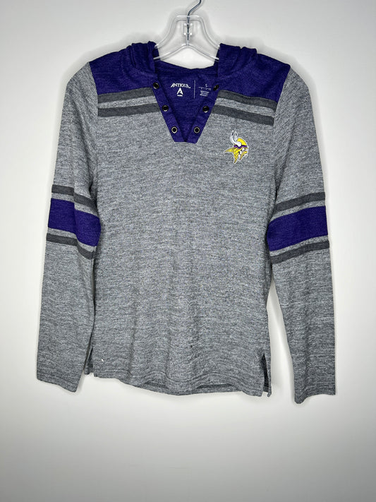 Antigua Women's Size S Gray with Purple Minnesota Vikings Pullover Hoodie Hooded Sweater