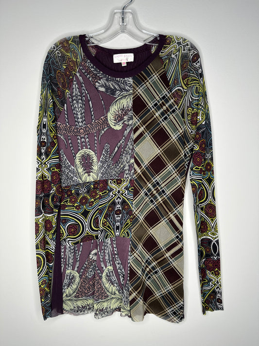 Petit Pois by Viviana Size M Plum Printed Long Sleeve Lightweight Top
