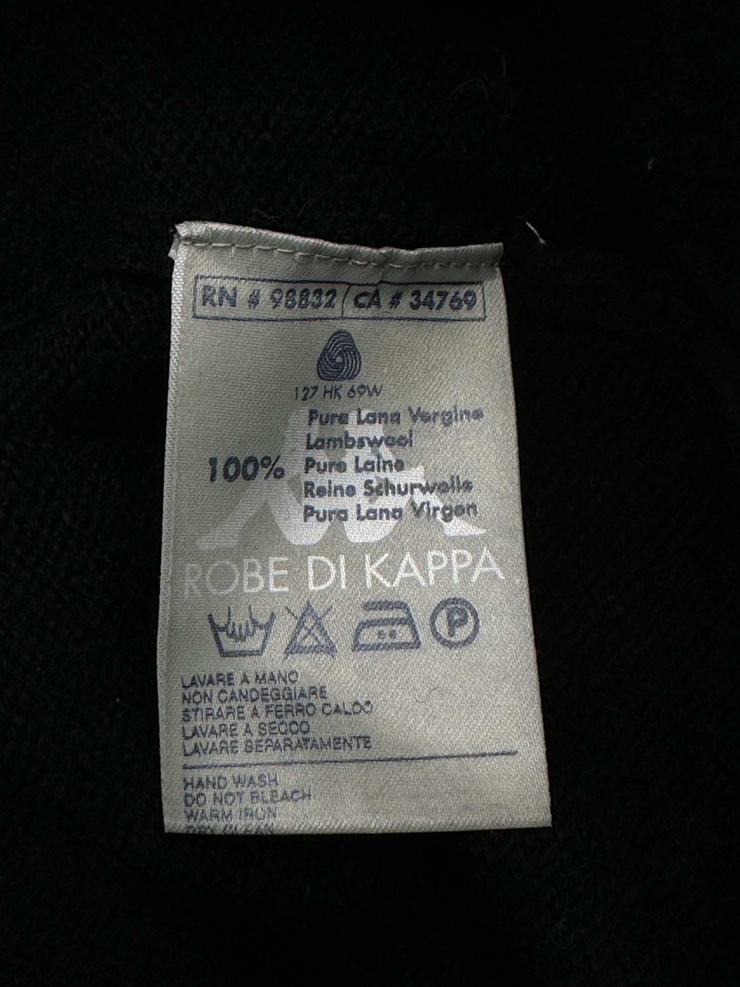 Robe Di Kappa Size XL Black Lambs Wool Turtleneck Sweater