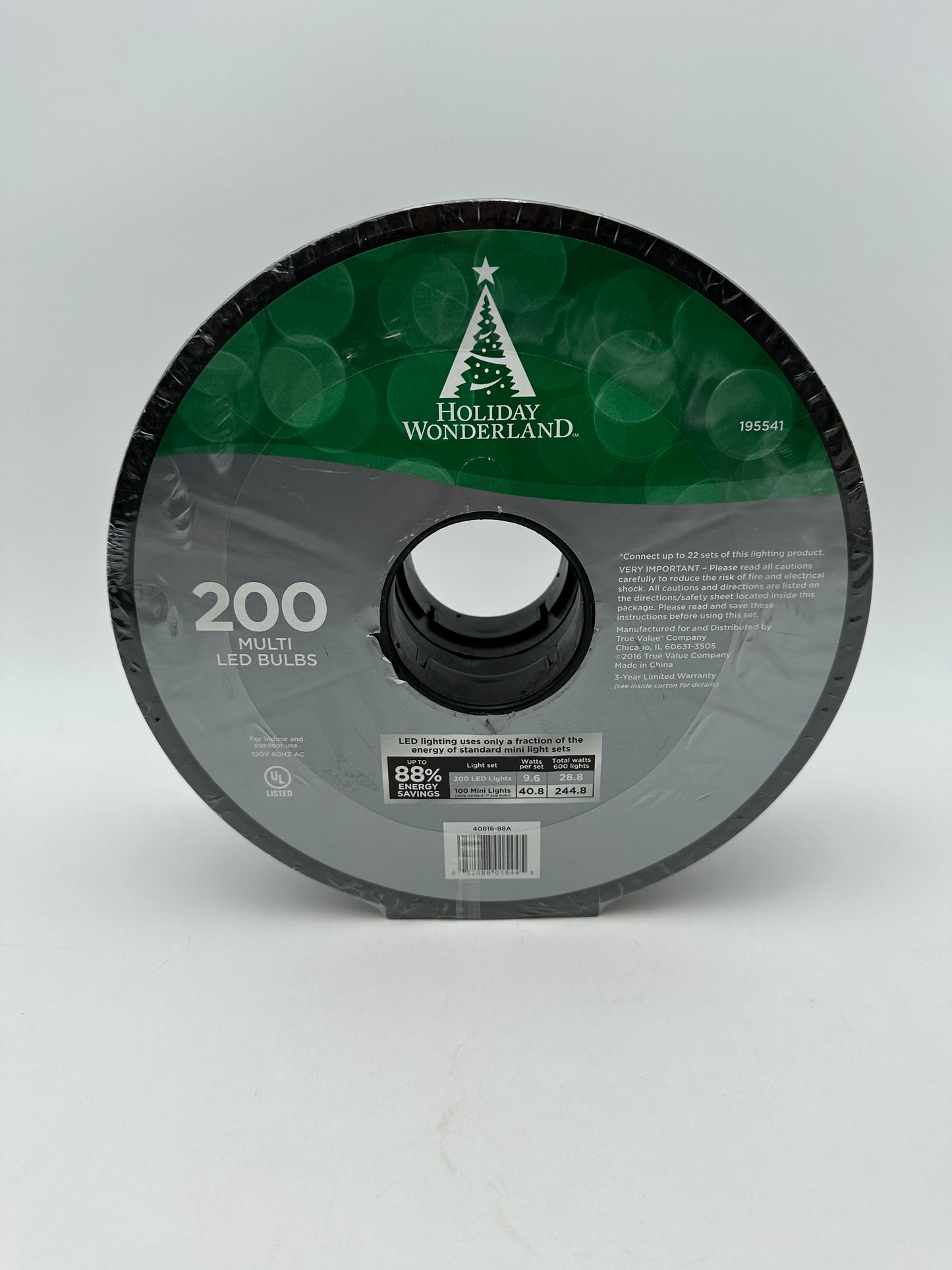 Holiday Wonderland 200 Multi-Color LED Mini Lights Christmas Holiday Lights, new