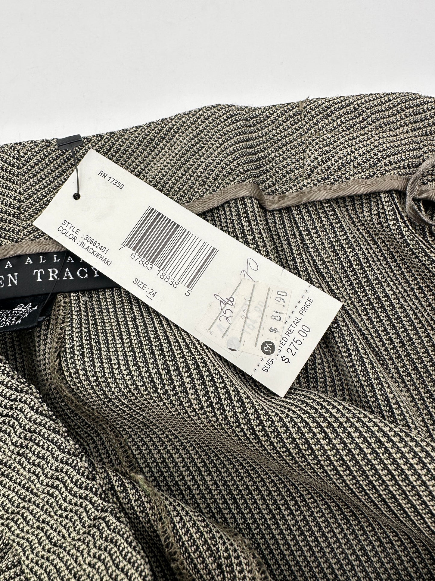 Linda Allard Ellen Tracy Size 24 Black/Khaki Wool Blend Trousers, new/NWT