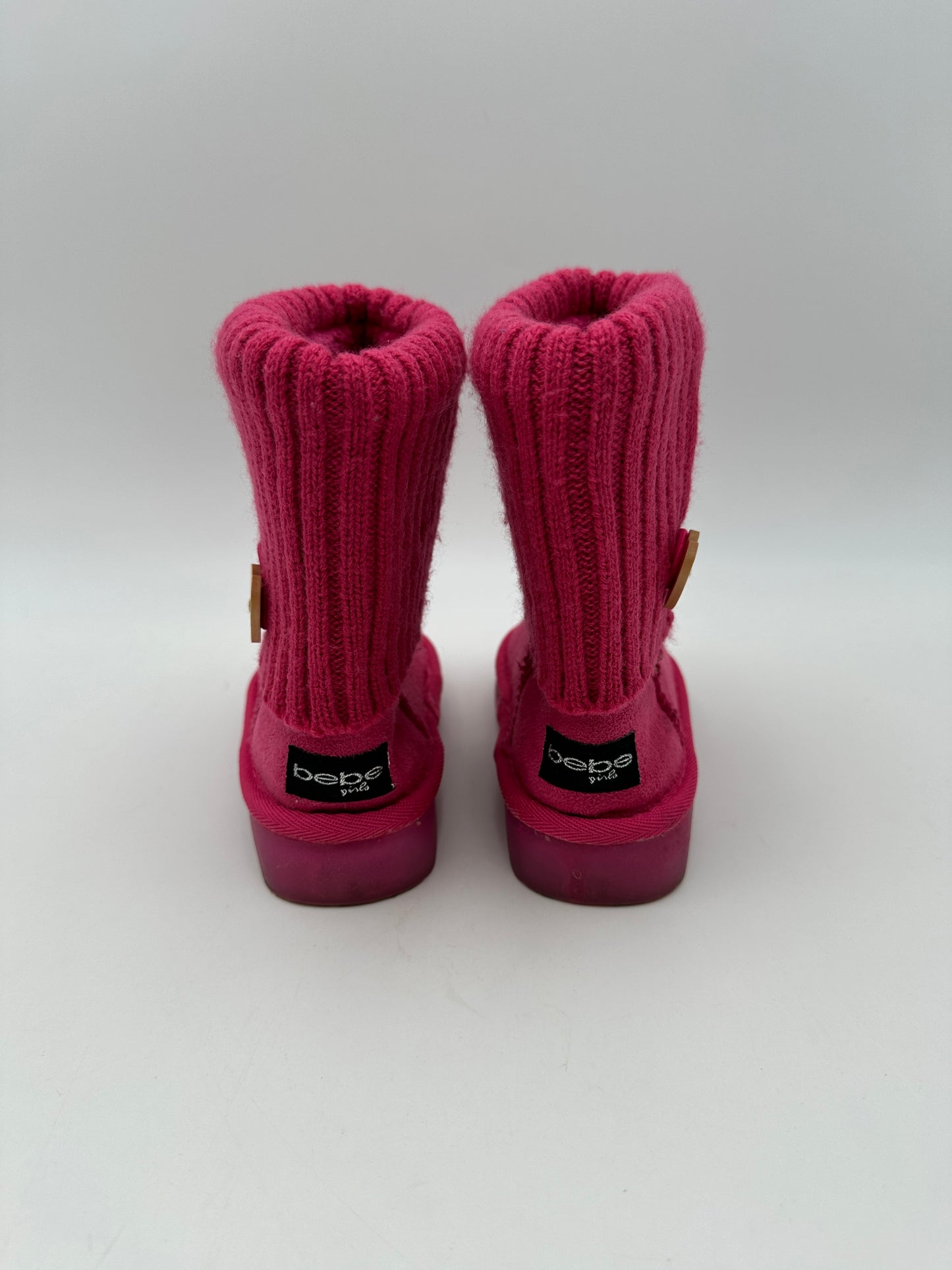 Bebe Girls' Size 10 Hot Pink Fold Over Microsuede Light Up Boots