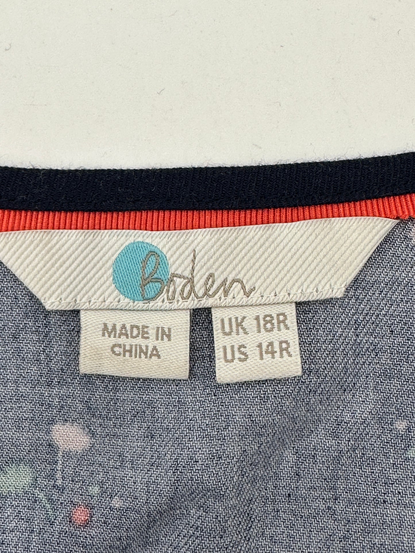 Boden US Size 14R Navy Blue Pom-Pom Bud Nerissa 3/4 Sleeve Dress