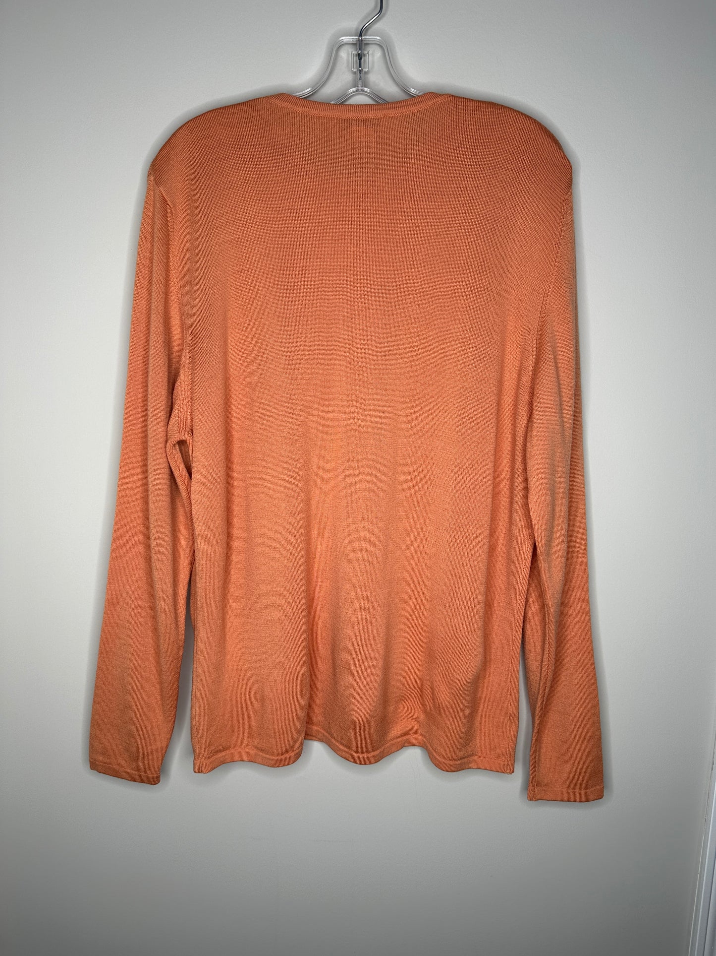 Henri Bendel Size L Light Orange Extra Fine Wool Crew Neck Sweater