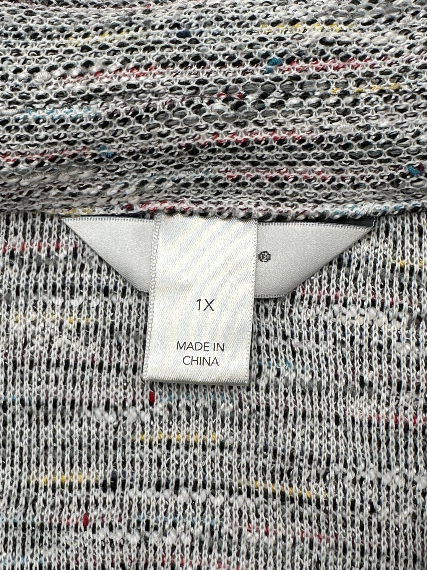 CJ Banks Size 1X White w/Gray Cowl Neck Zip Moto Jacket