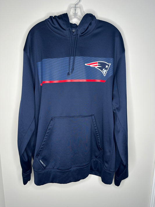 NFL Team Apparel Men's Size XXL Navy Blue New England Patriots Pullover Nike Therma-Fit Hoodie