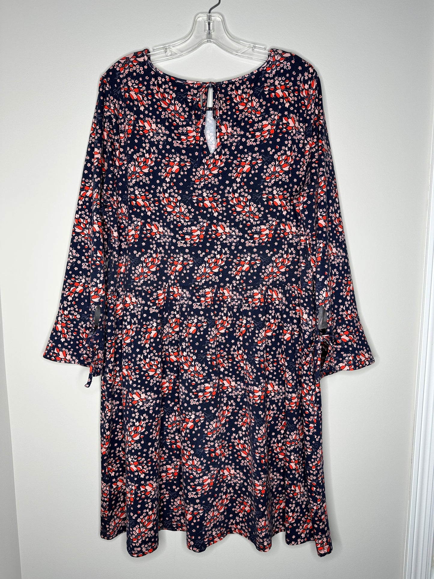 Boden US Size 14R Navy Blue w/Pink & Red Posie Jersey Dress