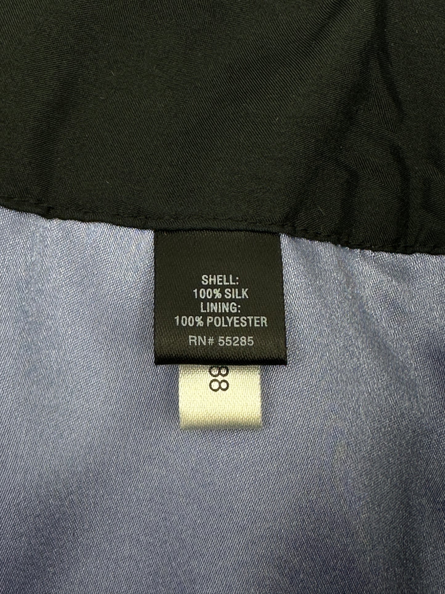 Express Design Studio Size 12 Black w/Blue 100% Silk Pleated A-Line Knee Length Skirt