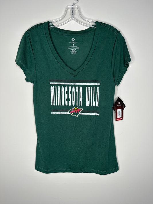 Colosseum Size M Forest Green Minnesota Wild Hockey V-Neck Tee T-Shirt, new/NWT