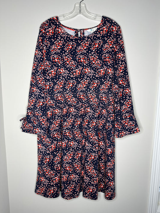 Boden US Size 14R Navy Blue w/Pink & Red Posie Jersey Dress