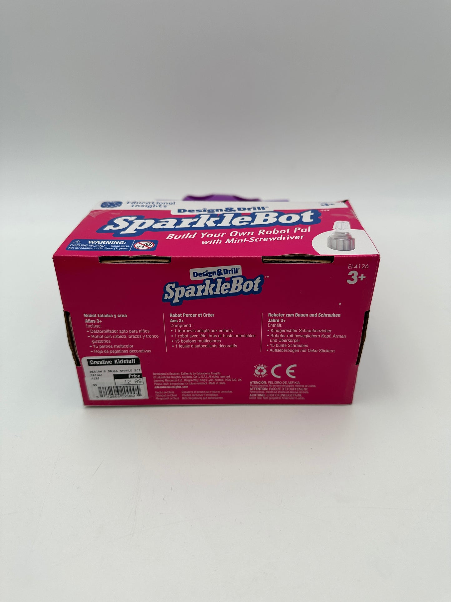 Educational Insights Purple & Pink Design & Drill SparkleBot, new in box
