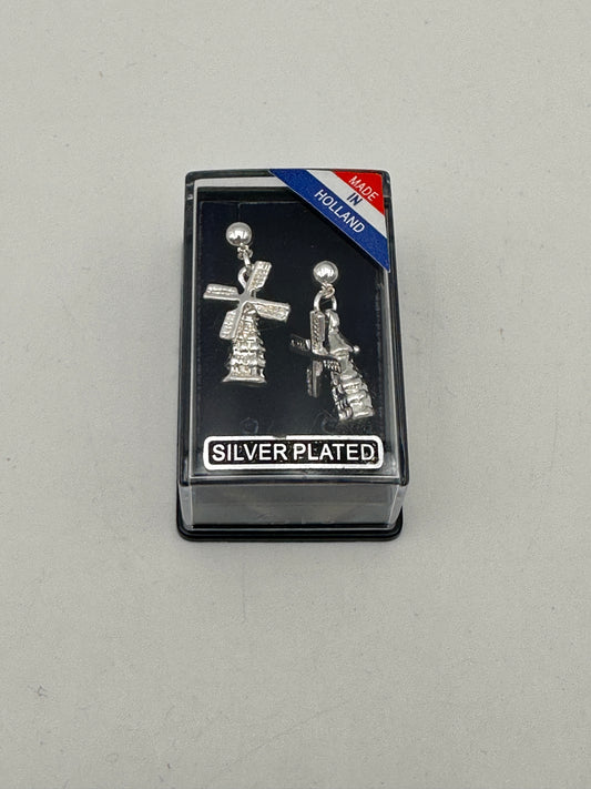 Silver-Plated Dangle Windmill Pierced Earrings, new