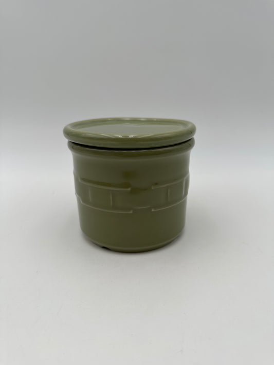 Longaberger Sage Green Woven Traditions 1 Pint Ceramic Crock w/Coaster Lid