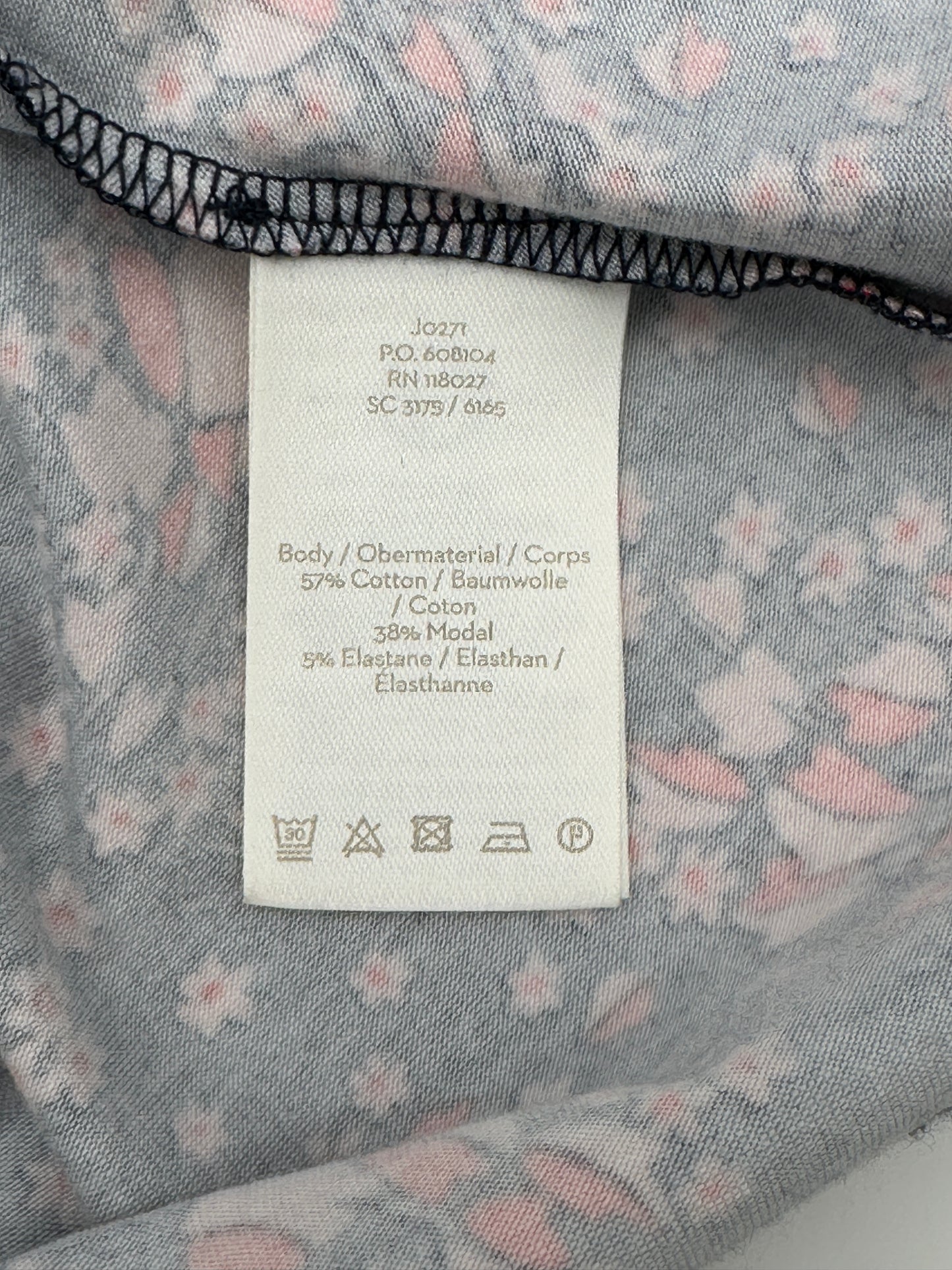 Boden US Size 14R Navy Blue w/Pink & Red Posie Jersey Dress