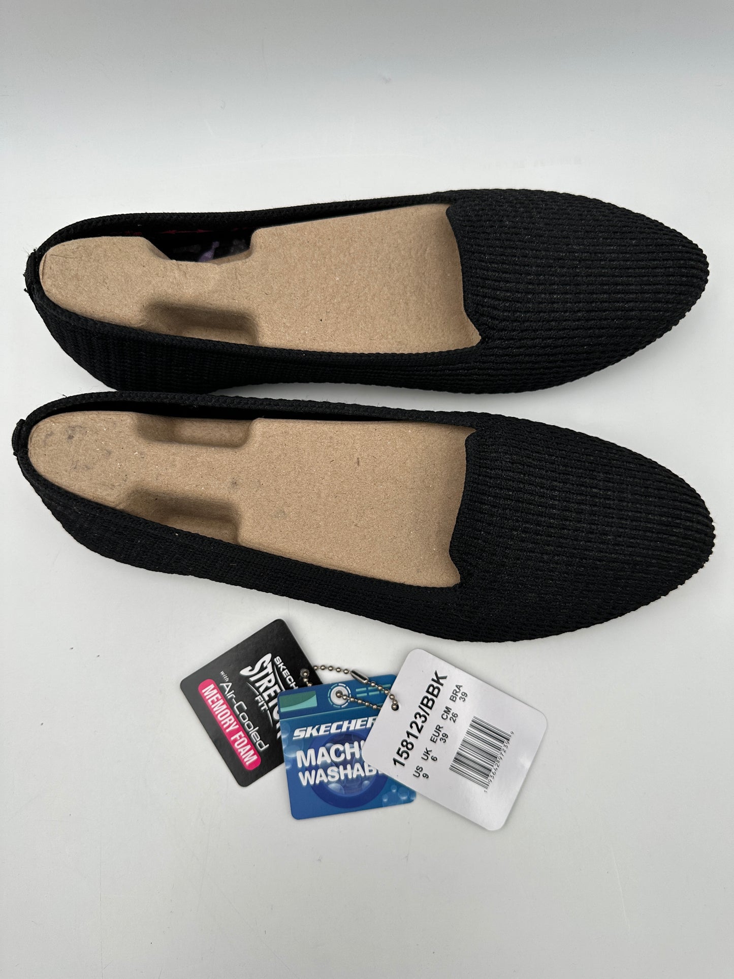 Cleo's by Skechers Size 9 Black Psychic Stretch Fit Ballet Flats, EUC