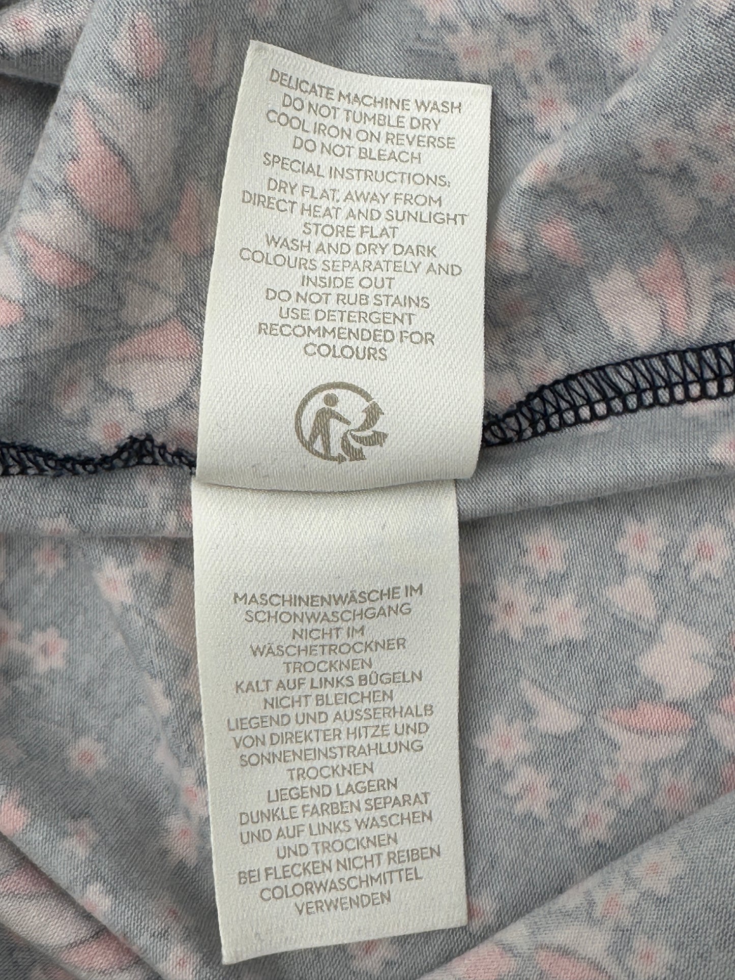 Boden US Size 14R Navy Blue w/Pink & Red Posie Jersey Dress