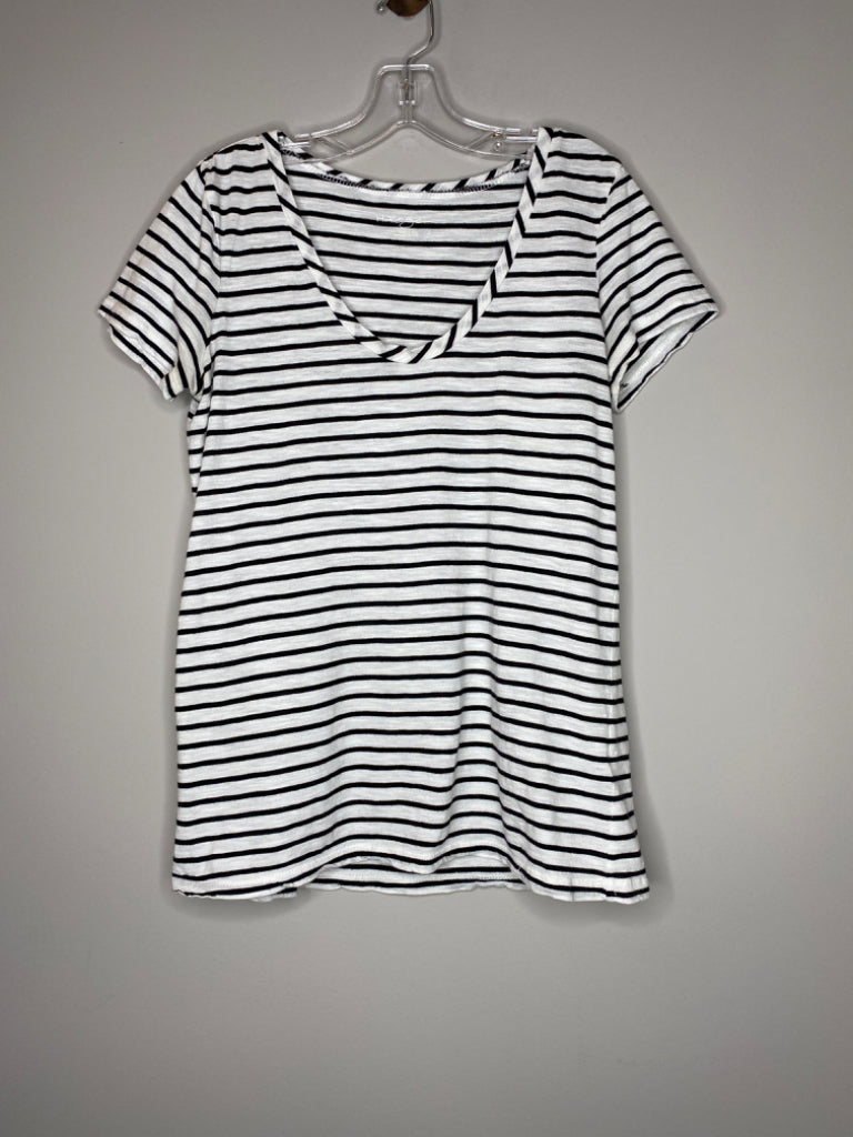 Halogen Size XS White w/Black Stripes Short-Sleeve Tee, EUC