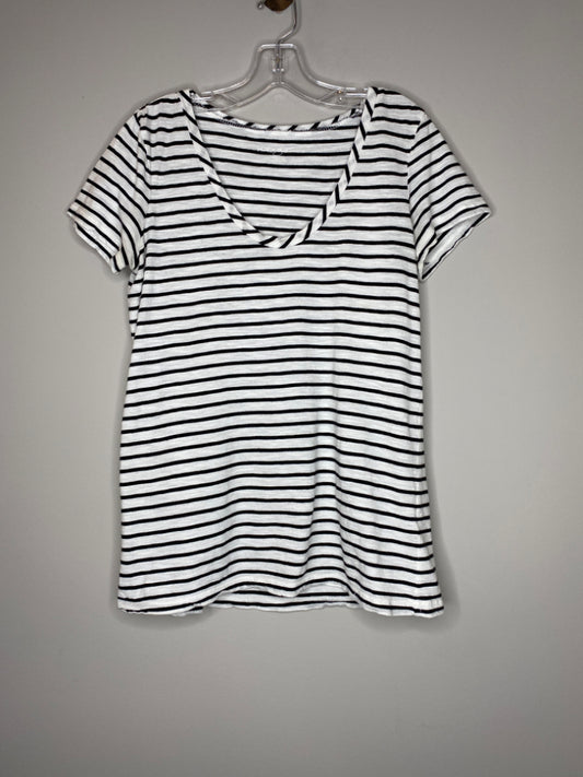 Halogen Size XS White w/Black Stripes Short-Sleeve Tee, EUC