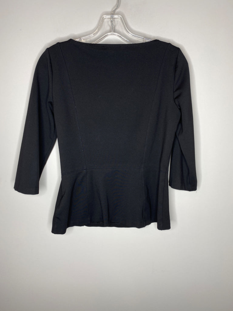 White House Black Market Size 4 Black 3/4 Sleeve Tiered Top, EUC