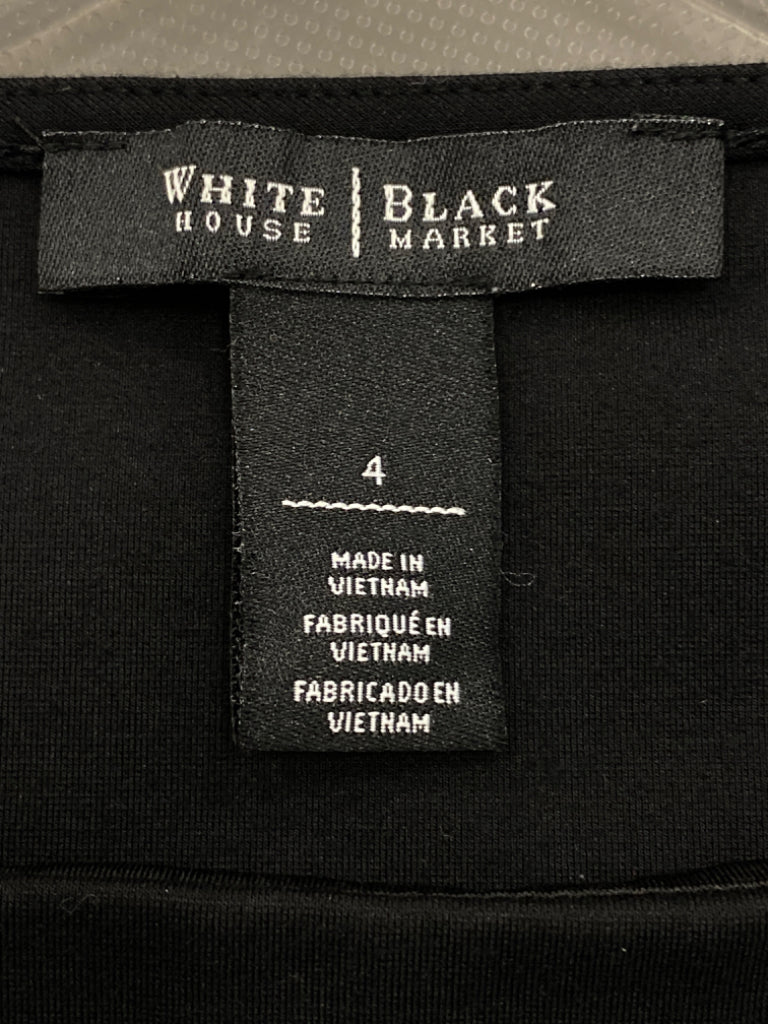 White House Black Market Size 4 Black 3/4 Sleeve Tiered Top, EUC