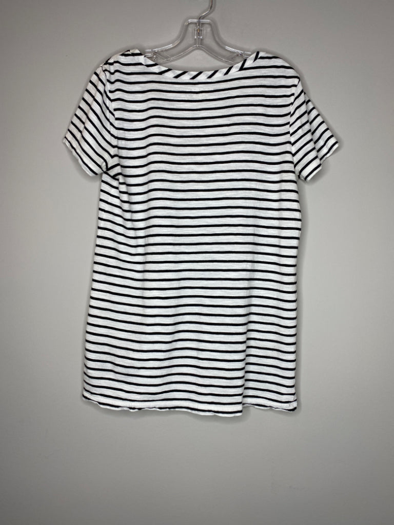 Halogen Size XS White w/Black Stripes Short-Sleeve Tee, EUC