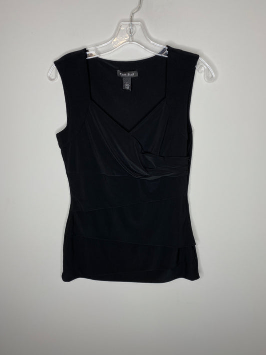 White House Black Market Size S Black Wrap-Look Tiered Top, EUC