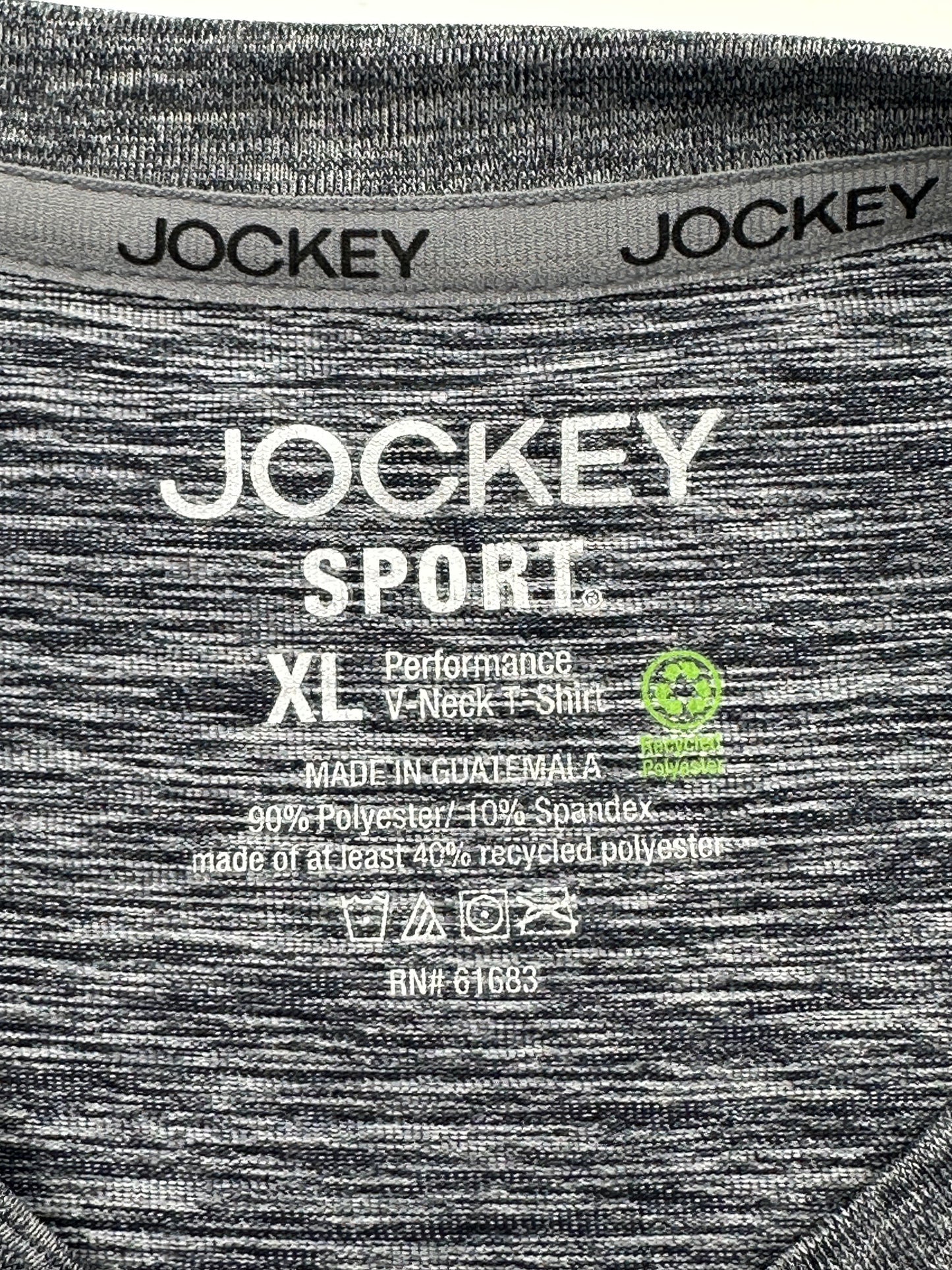 Jockey Men's Size XL Gray Heather V-Neck Performance Tee, EUC