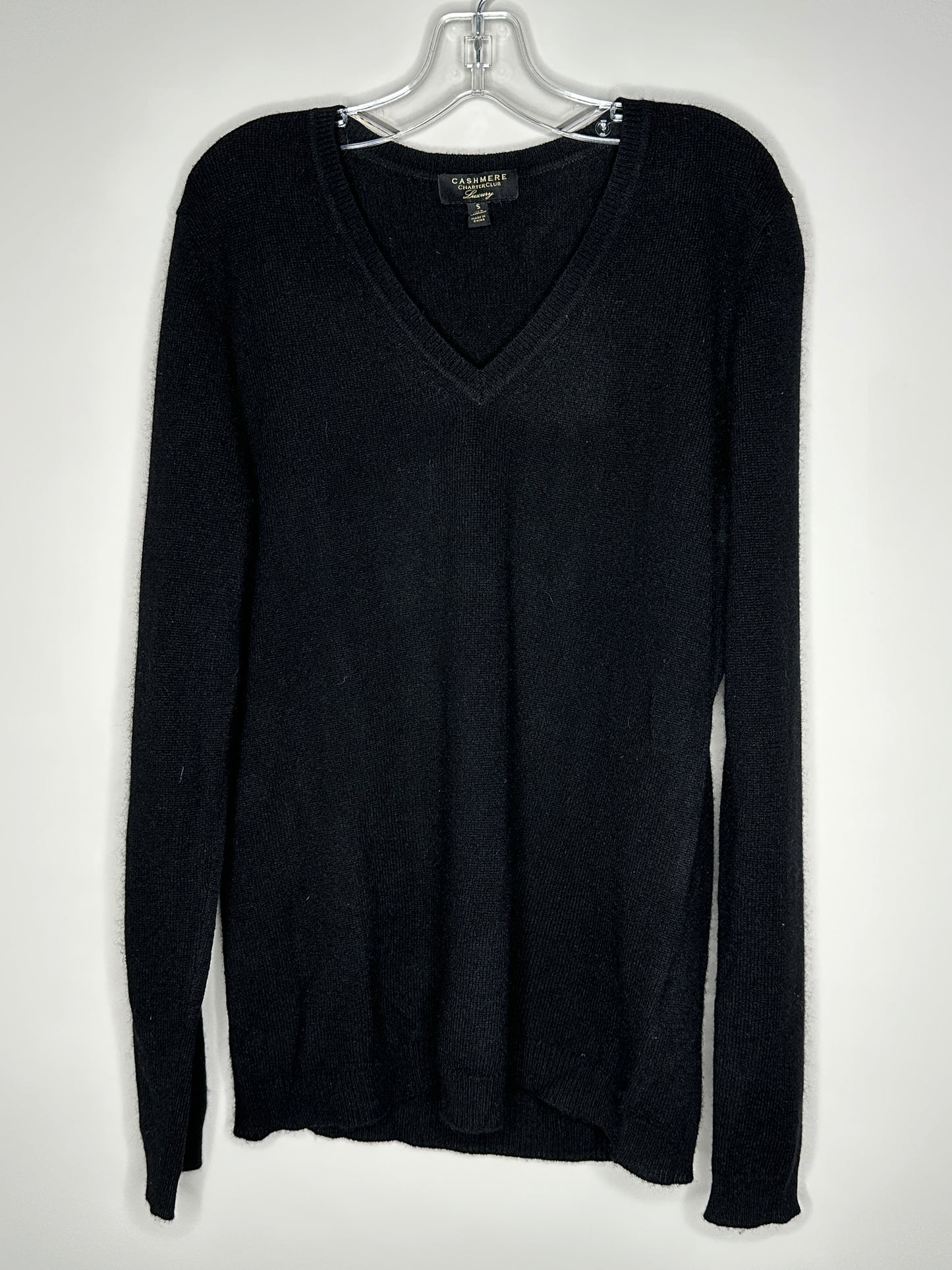 Charter Club Size S Black V-Neck Pullover Cashmere Sweater