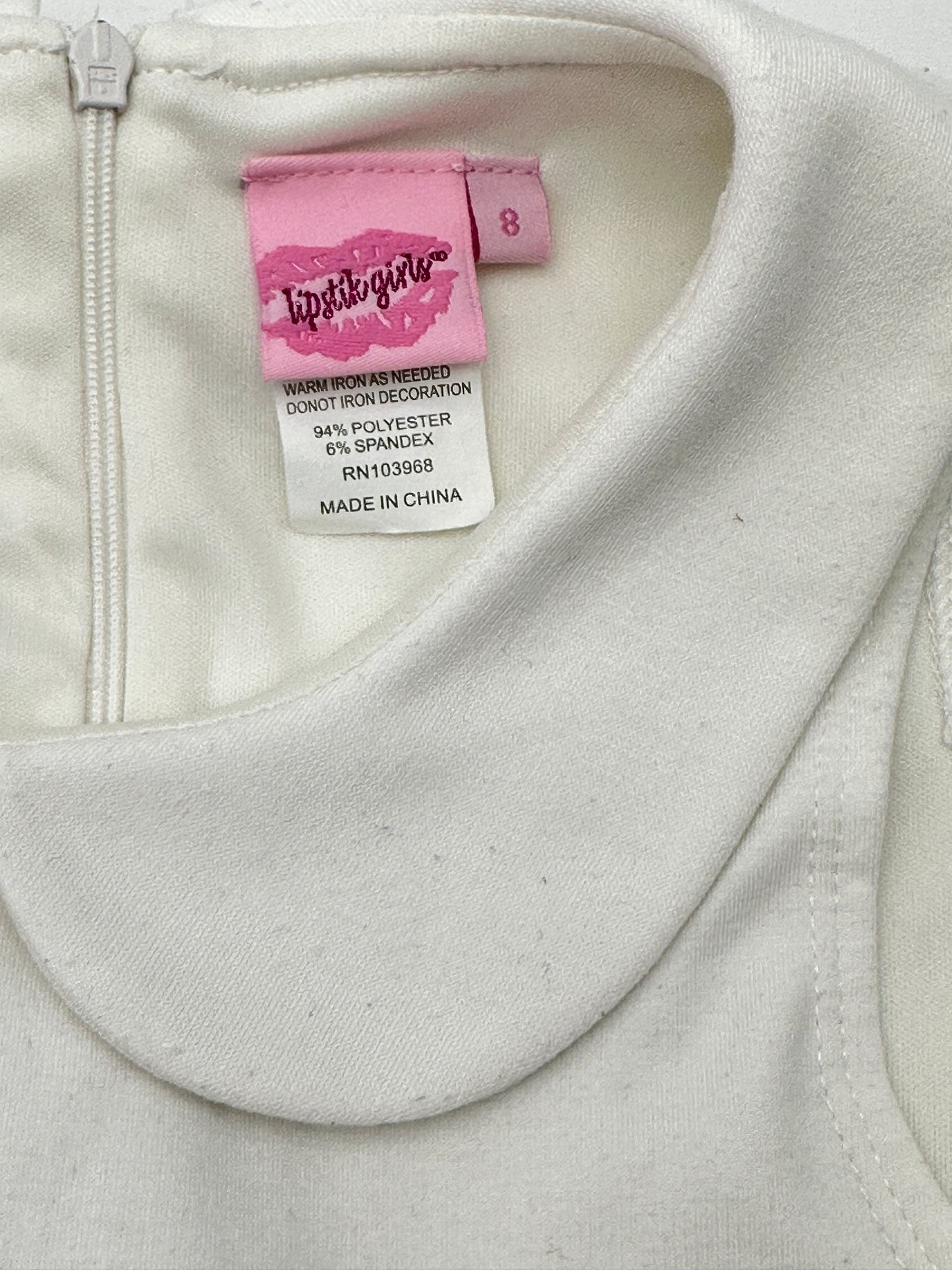 Lipstik Girls Size 8 White Sleeveless Drop Waist Dress