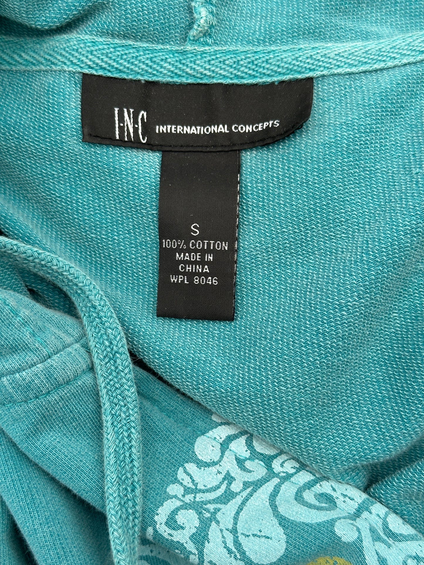 INC International Concepts Size S Teal Full-Zip Hoodie