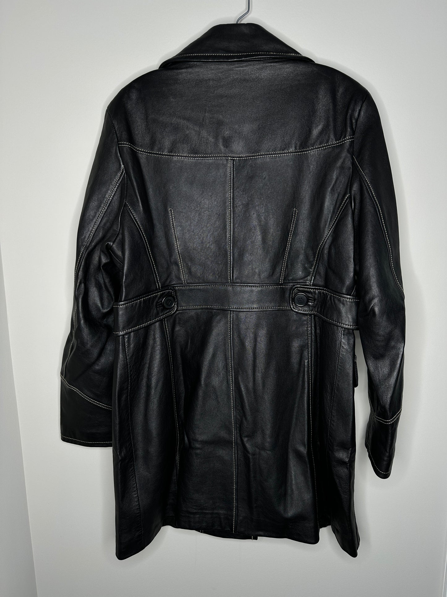 Guess Size XL Black 3-Button Leather Car Coat Car Jacket