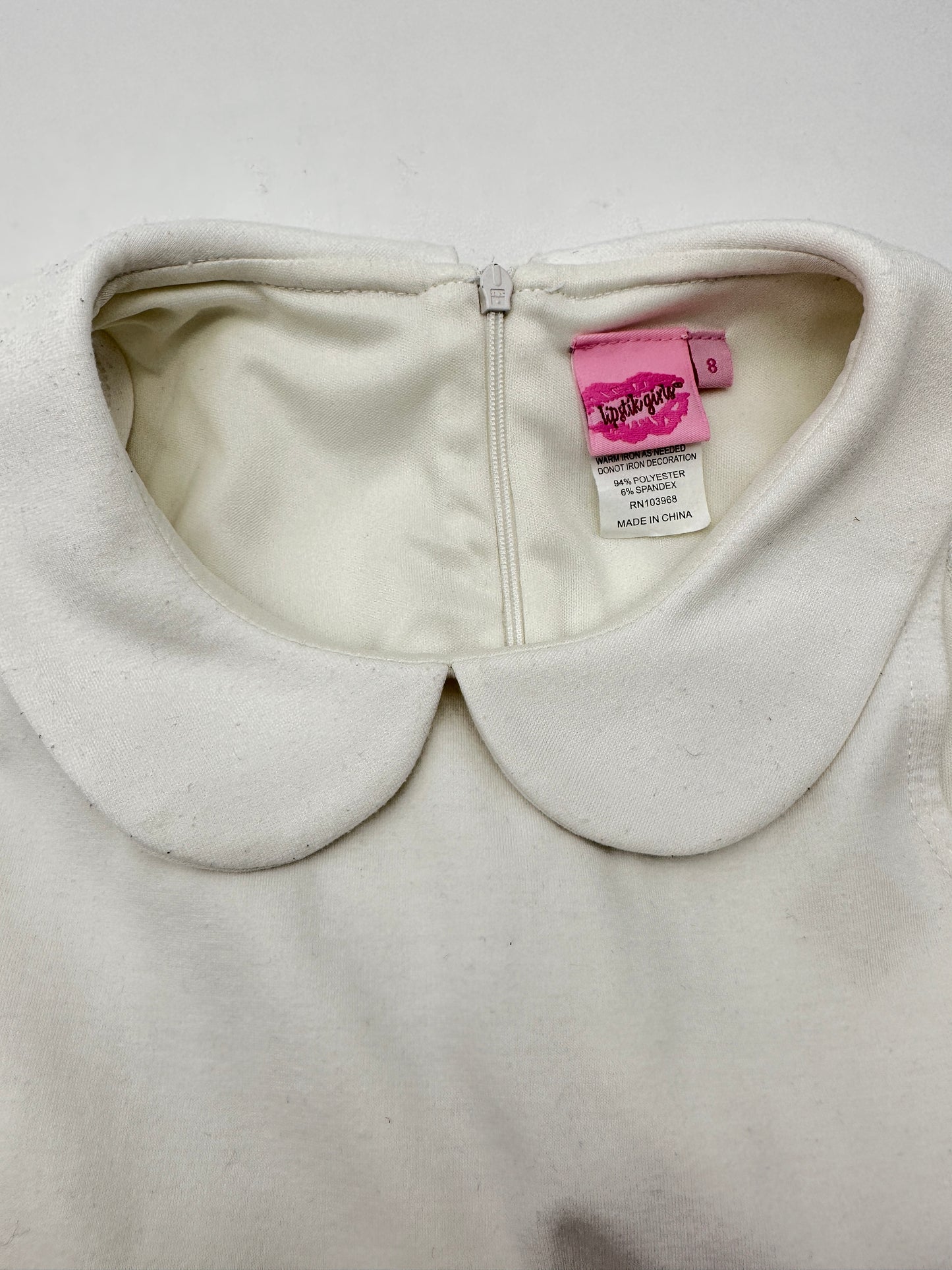 Lipstik Girls Size 8 White Sleeveless Drop Waist Dress