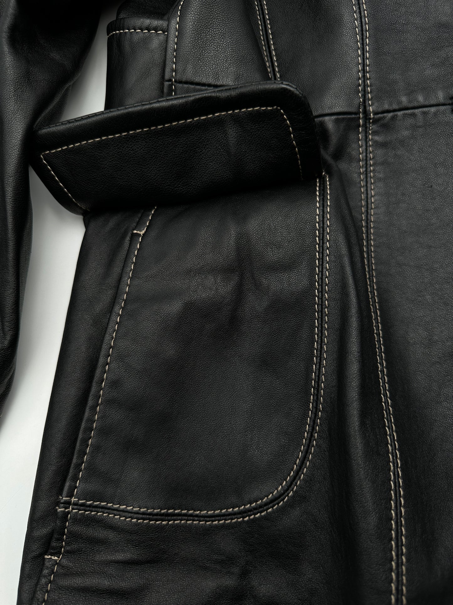 Guess Size XL Black 3-Button Leather Car Coat Car Jacket