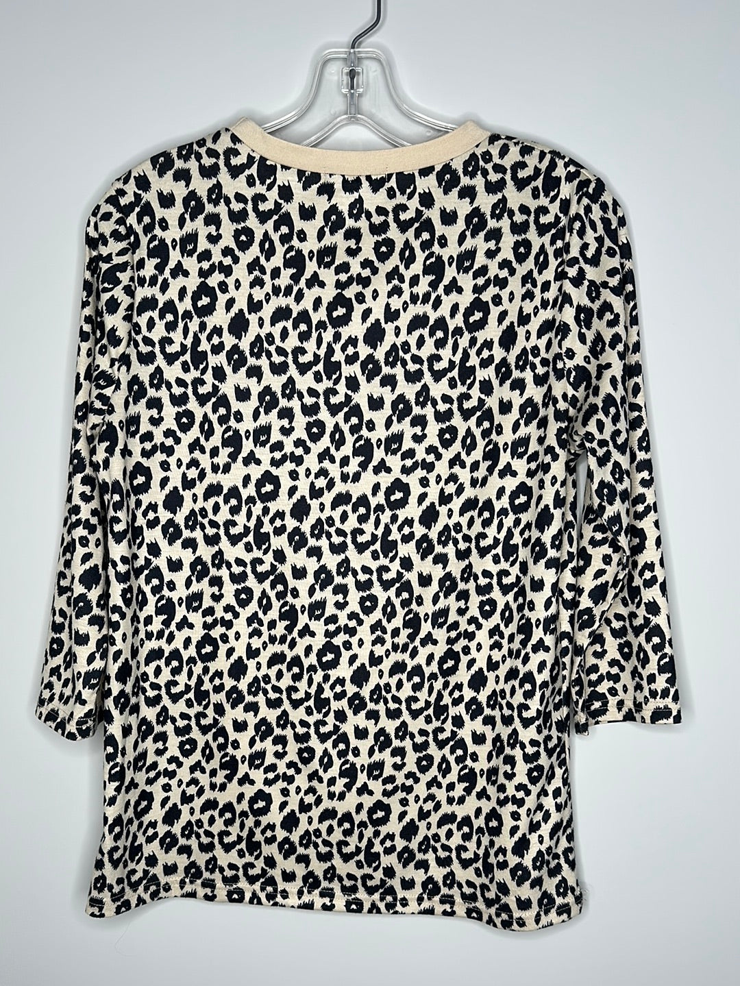 Blooming Jelly Size S Tan w/Black Cheetah Print 3/4 Sleeve Top (runs large)