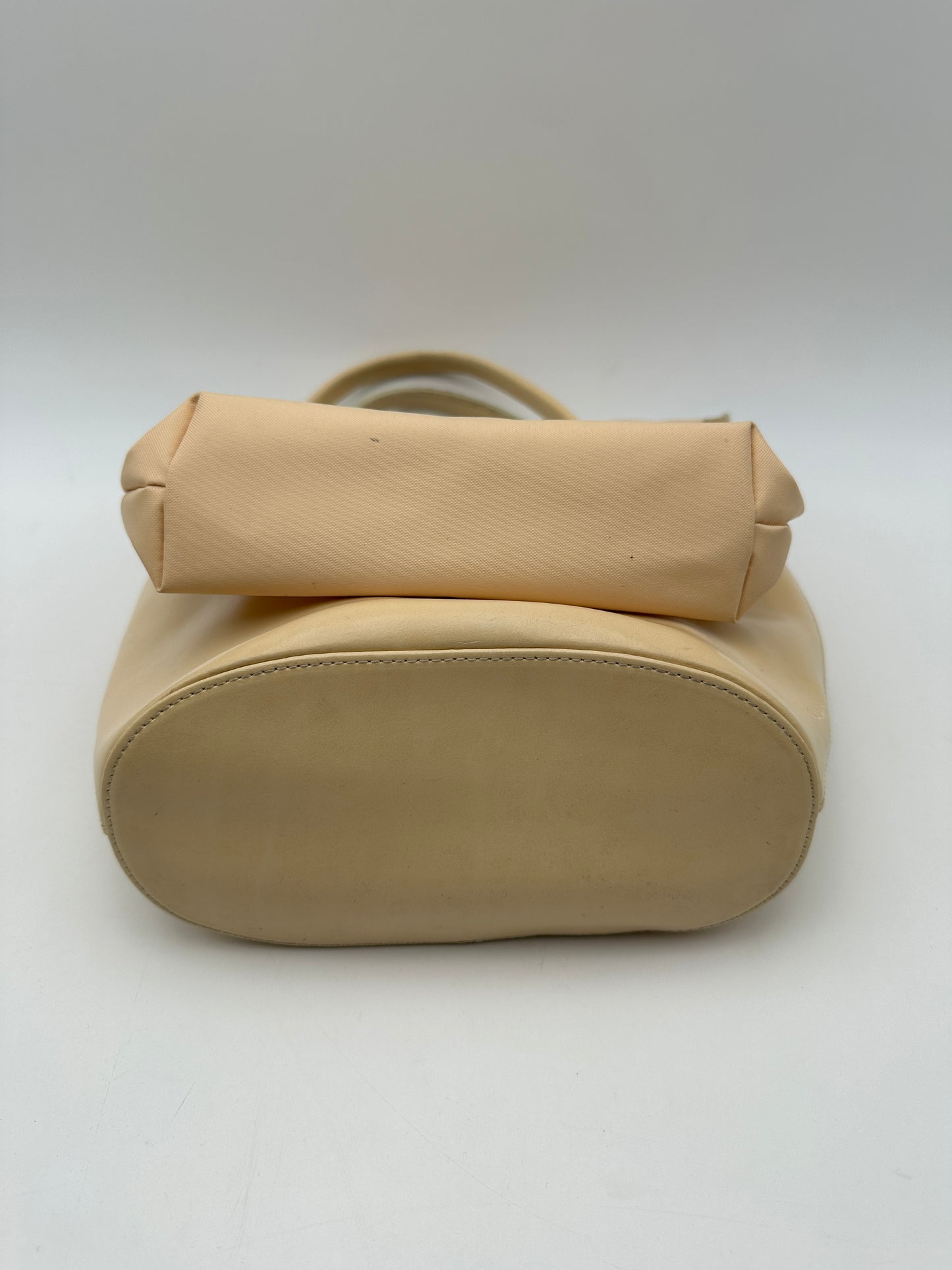 Longchamp Tan Cream Leather Two-Handled Tote Purse Handbag