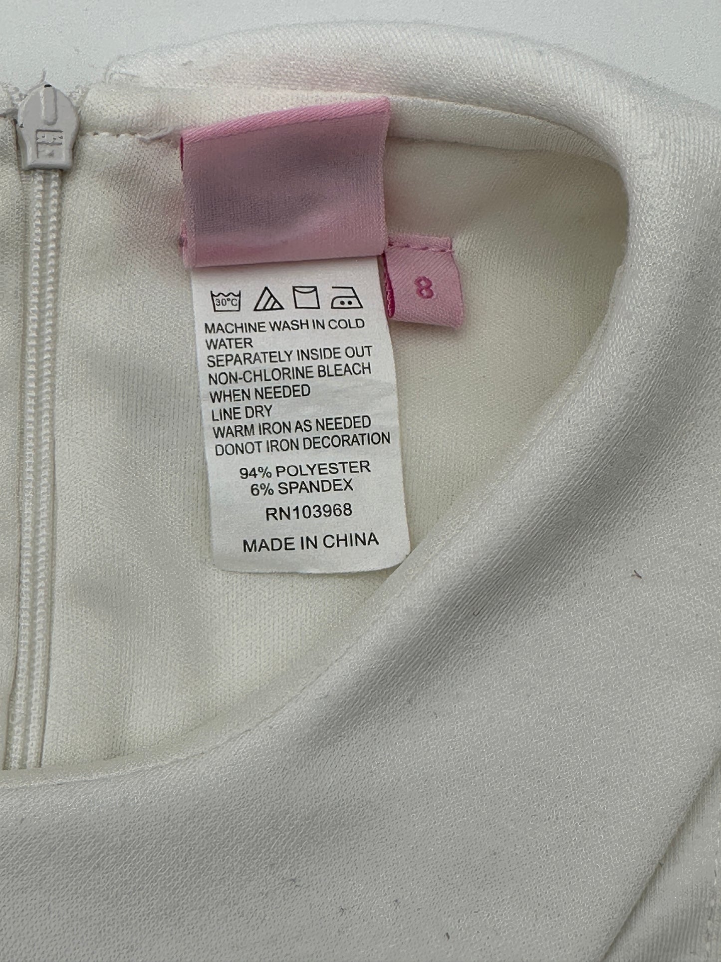 Lipstik Girls Size 8 White Sleeveless Drop Waist Dress