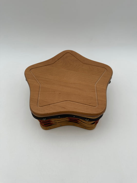 Longaberger 2003 Proudly American Wooden Star Basket w/Liner & Lid, EUC