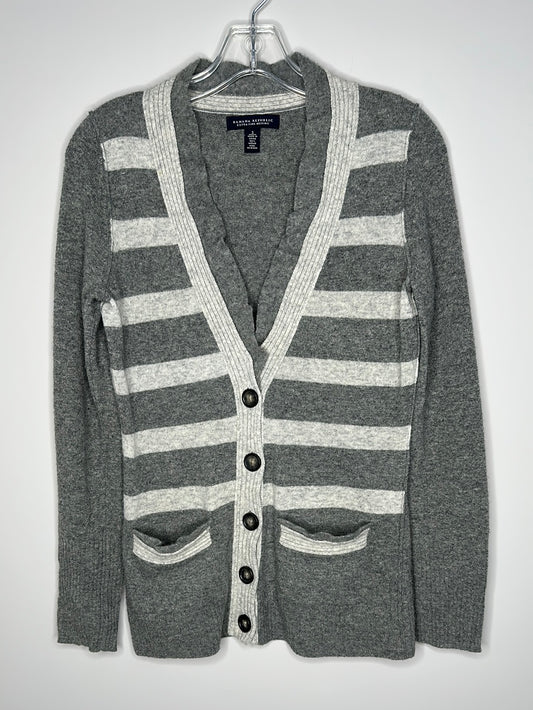 Banana Republic Size S Gray Button-Up V-Neck Wool Cardigan Sweater