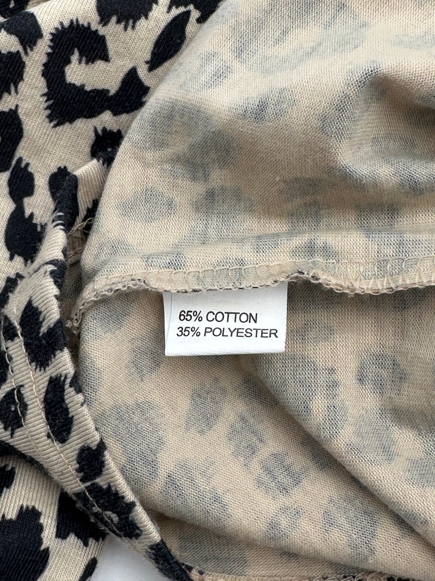 Blooming Jelly Size S Tan w/Black Cheetah Print 3/4 Sleeve Top (runs large)