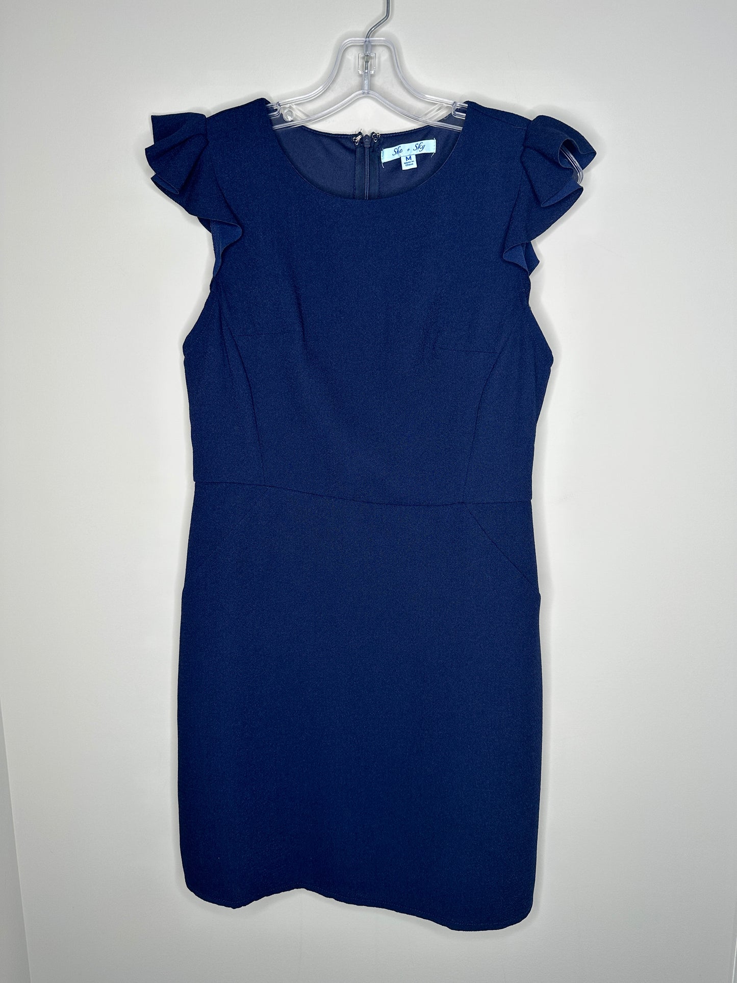 She + Sky Size M Navy Blue Flutter Sleeve Dress
