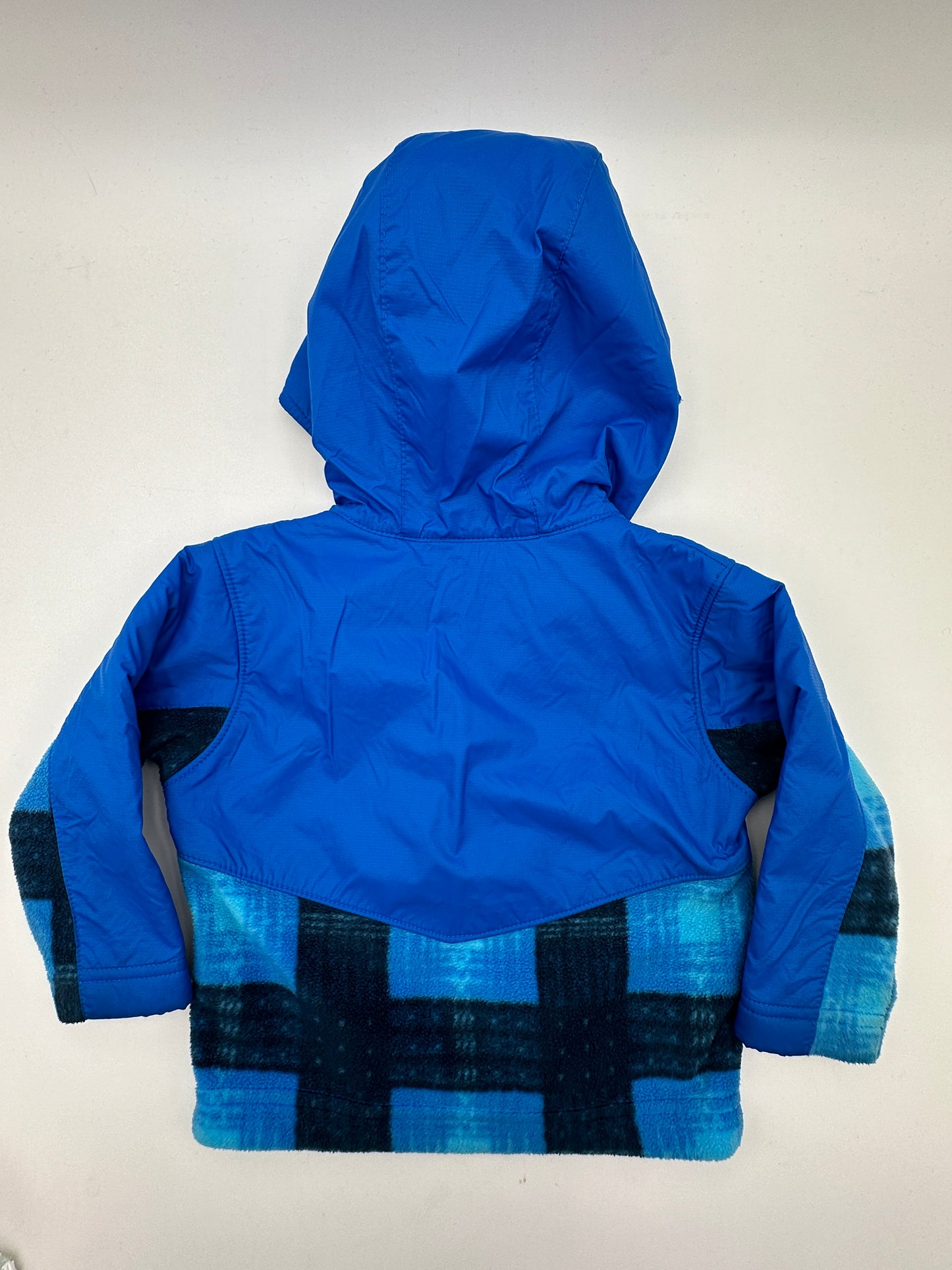 Columbia Size 12-18 M Blue Soft Shell Hooded Jacket with Fleece Lining