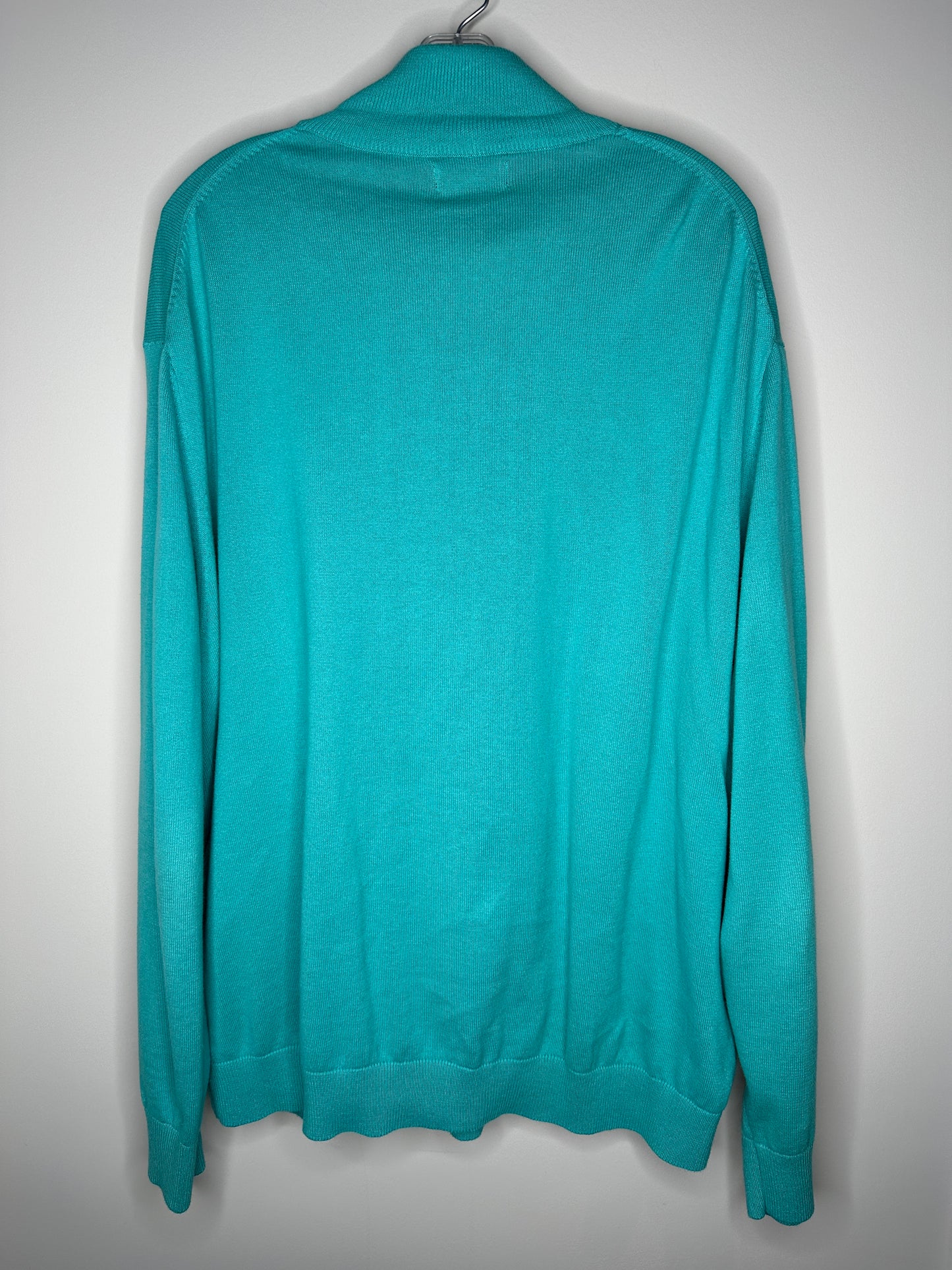 Nautica Men's Size XXL Teal Green Long Sleeve 1/4 Zip Sweater, EUC