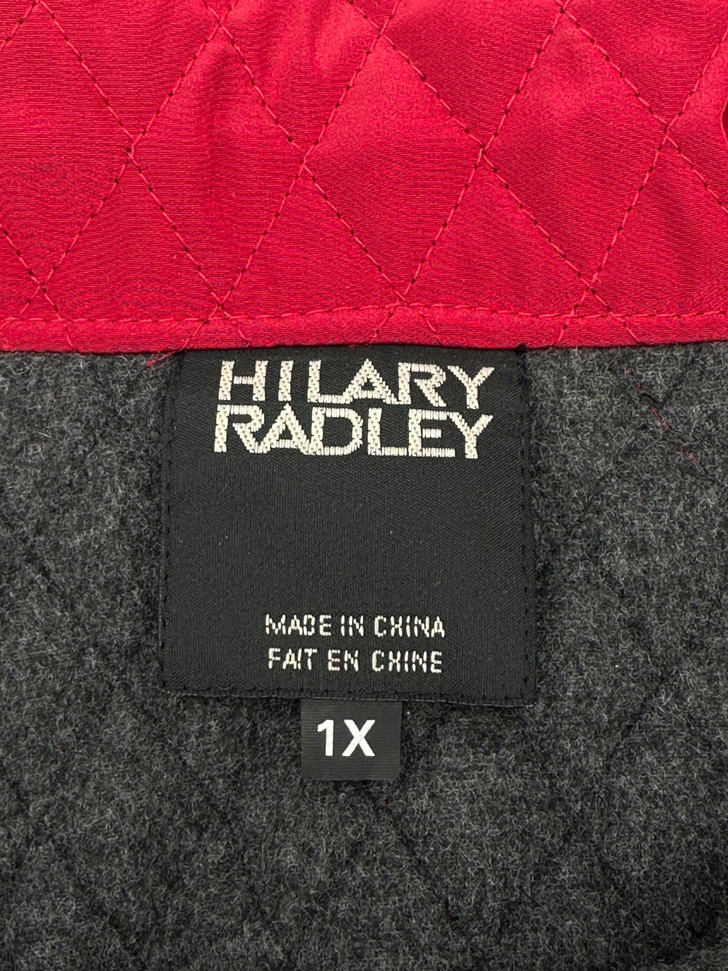 Hilary Radley Size 1X Red Quilted Snap-Up Jacket