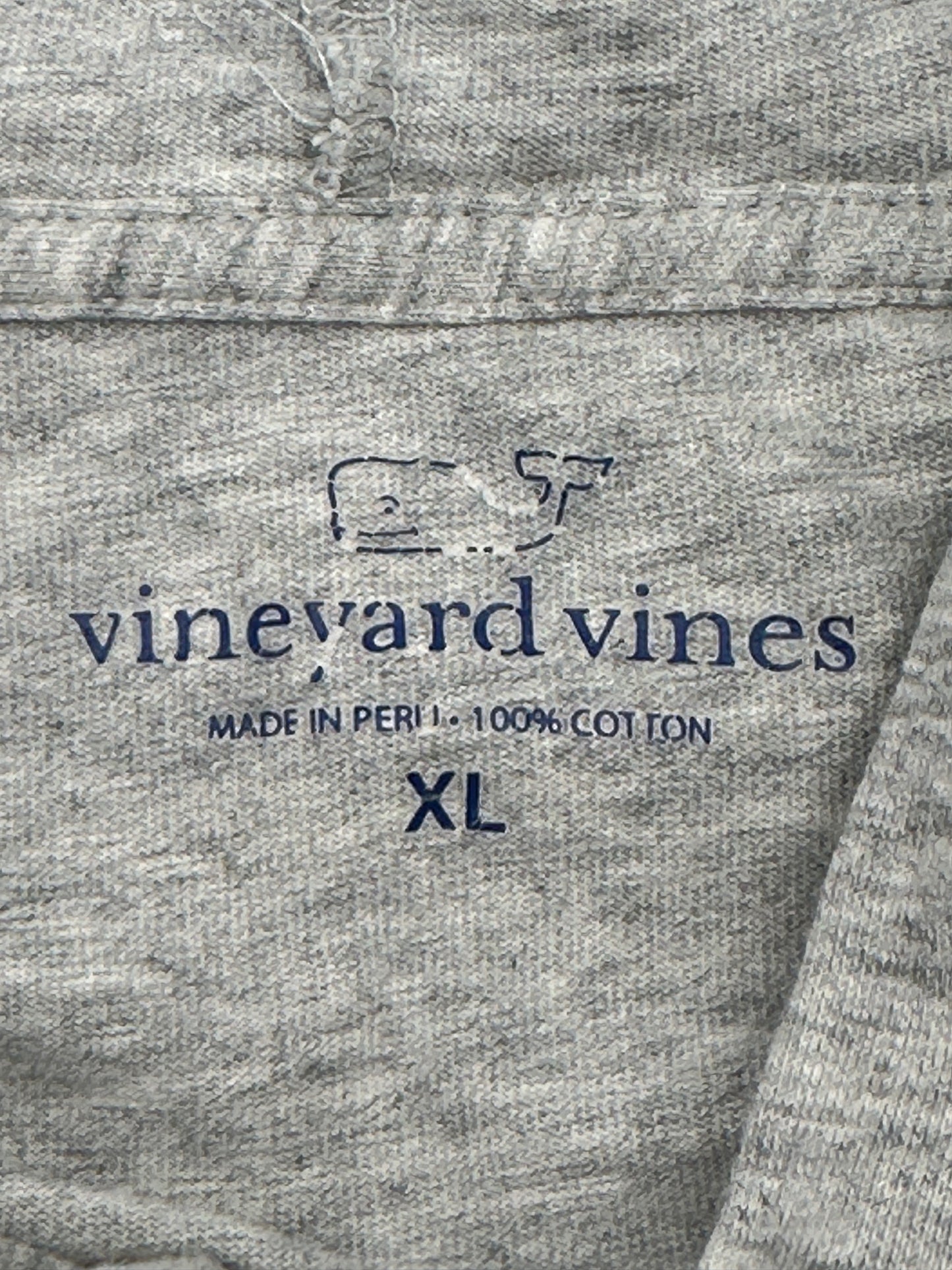 Vineyard Vines Men's Size XL Light Grey Football Laces Long-Sleeve Pullover Hoodie Pocket Tee